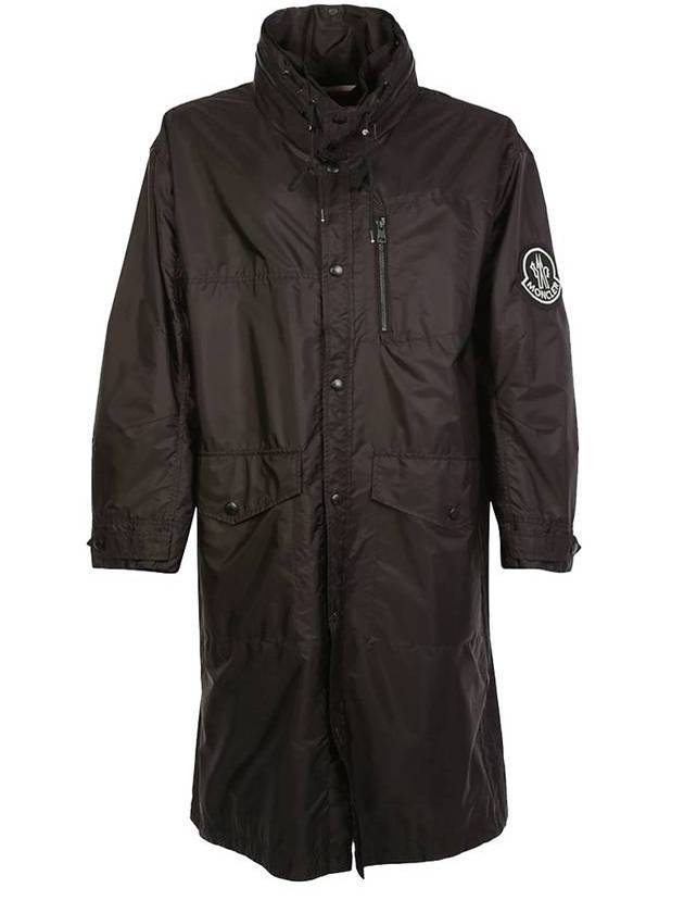 Shoulder Logo Patch Hooded Parka Black - MONCLER - BALAAN 1