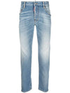 Men's Leather Patch Skater Fit Jeans Blue - DSQUARED2 - BALAAN 1