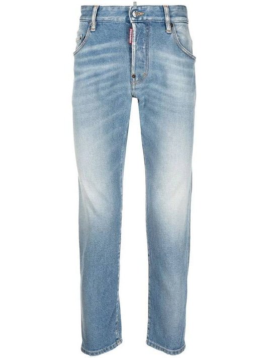 Men's Leather Patch Skater Fit Jeans Blue - DSQUARED2 - BALAAN 1