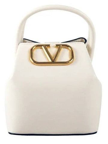 V logo signature micro bucket bag ivory 4 1061727 - VALENTINO - BALAAN 1