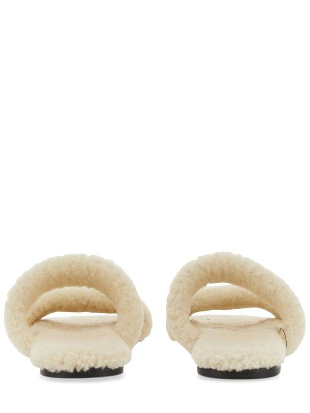 Shearling Sandal Slippers White - SAINT LAURENT - BALAAN 3