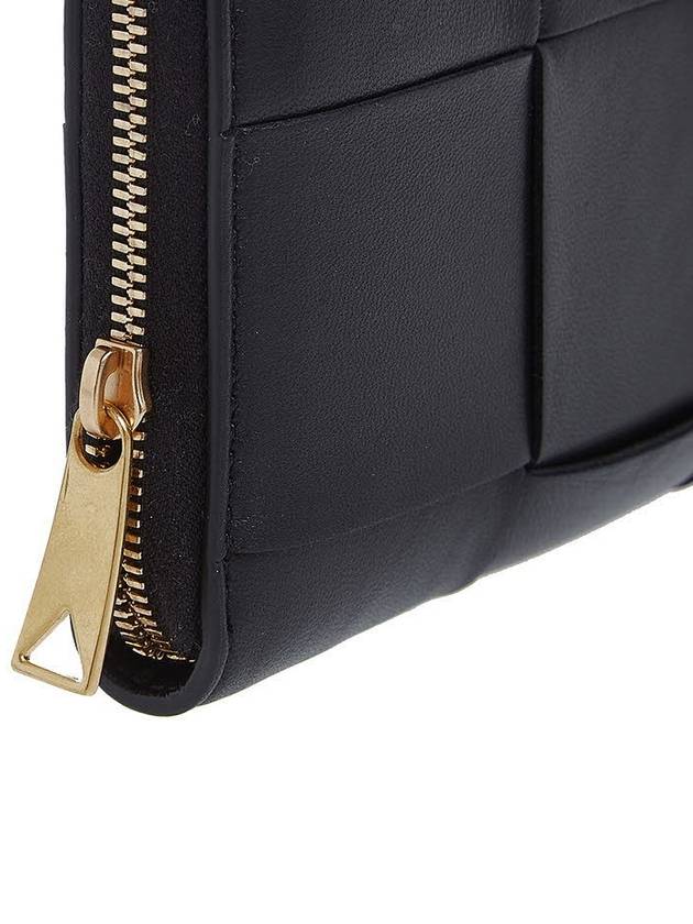 Intrecciato Zipper Around Long Wallet Black - BOTTEGA VENETA - BALAAN 8