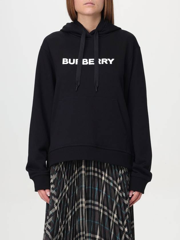 Logo Print Drawstring Hoodie Black - BURBERRY - BALAAN 2