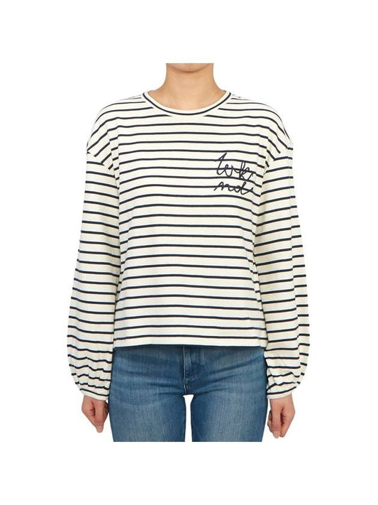 Kansas Puff Sleeve Striped Cotton Long Sleeve T-shirt Ivory - MAX MARA - BALAAN 2