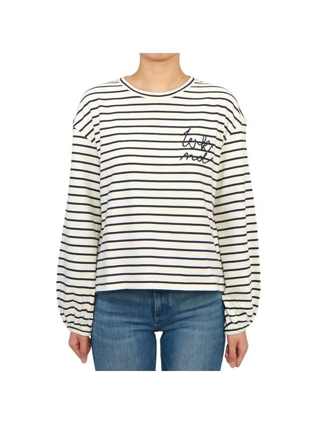 Kansas Puff Sleeve Striped Cotton Long Sleeve T-shirt Ivory - MAX MARA - BALAAN 1