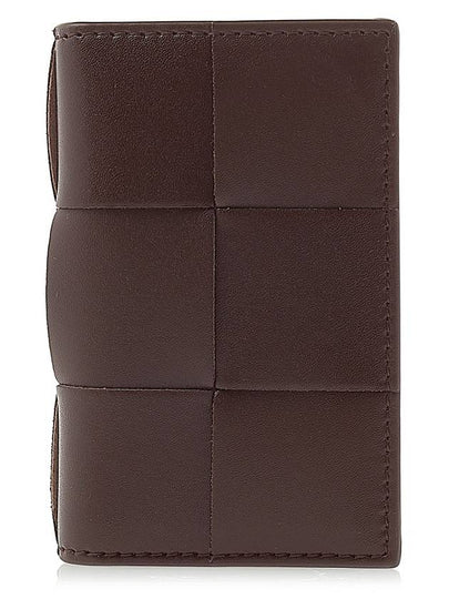 Intrecciato Cassette Leather Flap Card Wallet Brown - BOTTEGA VENETA - BALAAN 2