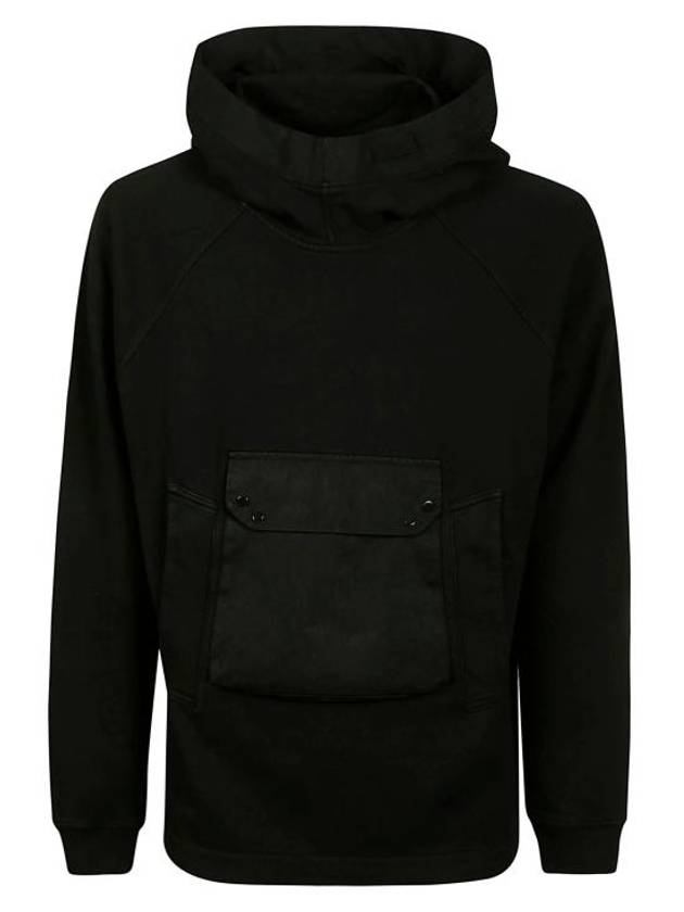 Chest Pocket Label Patch Hoodie Black - TEN C - BALAAN 1