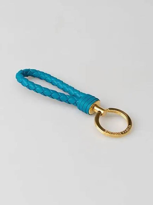 Intrecciato Leather Key Holder Blue - BOTTEGA VENETA - BALAAN 2