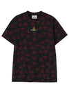 Embroidered Logo Monogram Short Sleeve T-Shirt Black - VIVIENNE WESTWOOD - BALAAN 4