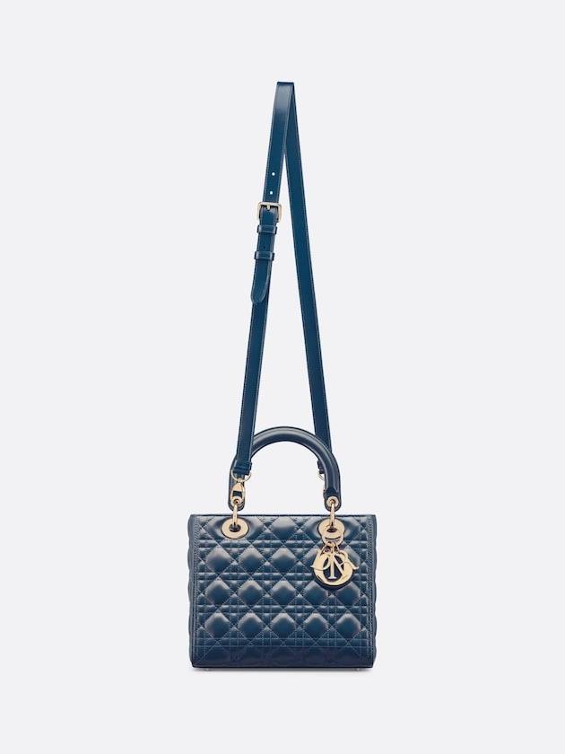 Lady Glossy Cannage Medium Calfskin Tote Bag Blue - DIOR - BALAAN 6