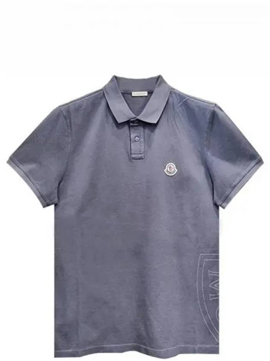 8A72110 84673 791 Chest Logo Patch Polo T Shirt Blue Gray Men s TSH 270326 - MONCLER - BALAAN 1