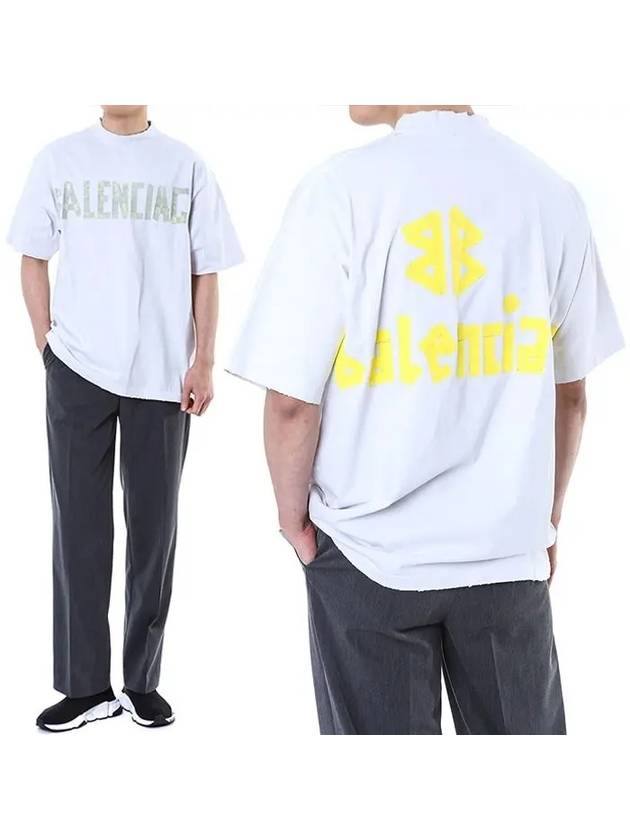 Tape Type Logo Medium Fit Short Sleeve T-Shirt White - BALENCIAGA - BALAAN 3