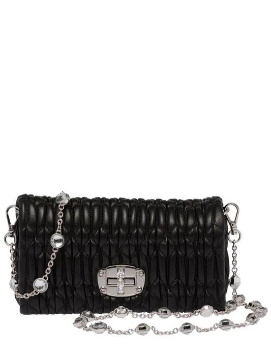 Miu Crystal Nappa Leather Crystal Mini Bag Black - MIU MIU - BALAAN 1