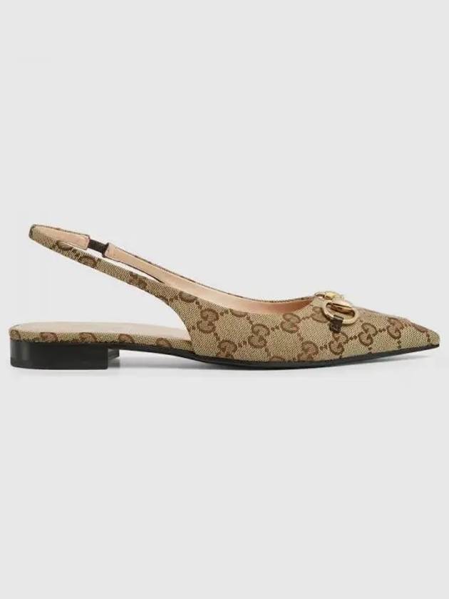 Horsebit Slingback Ballet Flat Beige Ebony - GUCCI - BALAAN 2