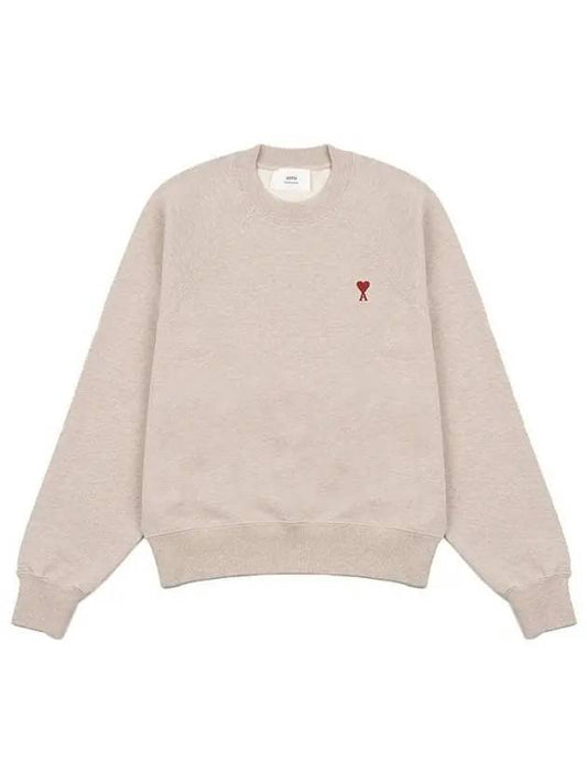 Small Heart Logo Sweatshirt Beige - AMI - BALAAN 2