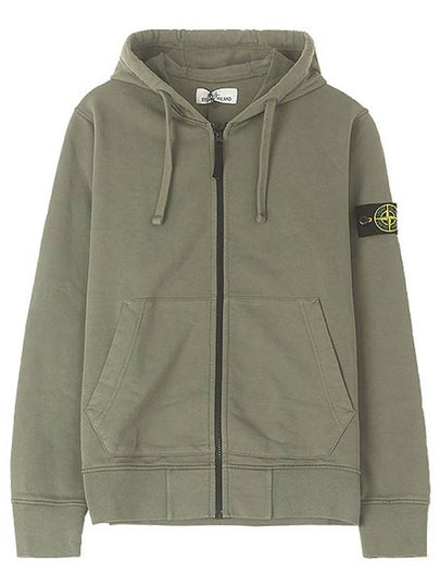 Wappen Patch Pocket Zip Up Hoodie Khaki - STONE ISLAND - BALAAN 2