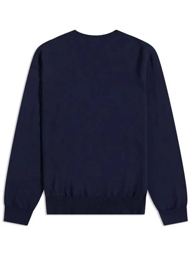 Embroidered Logo Crew Neck Knit Top Navy - A.P.C. - BALAAN 4