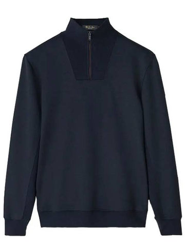 Men's technical pullover knit half zip-up blue navy FAL5721 W000 - LORO PIANA - BALAAN 1