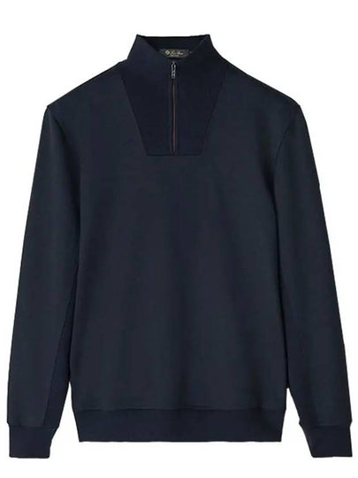 Technical Pullover Half Zip-up Wool Knit Top Navy - LORO PIANA - BALAAN 2