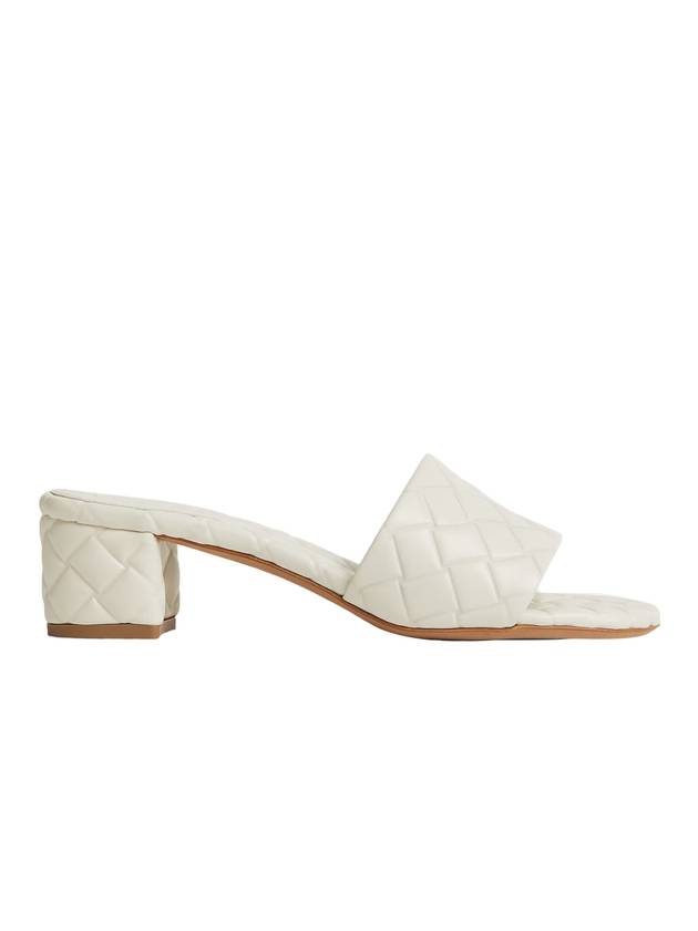 Amy Interciato Motif Leather Sandal Heels Beige - BOTTEGA VENETA - BALAAN 1