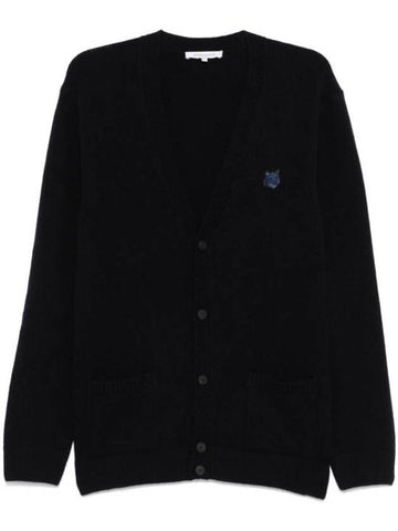 Bold Fox Head Patch Regular Lambswool Cardigan Navy - MAISON KITSUNE - BALAAN 1