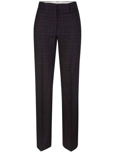 Women's Check Pattern Wool Tailored Straight Pants Black - BURBERRY - BALAAN 1