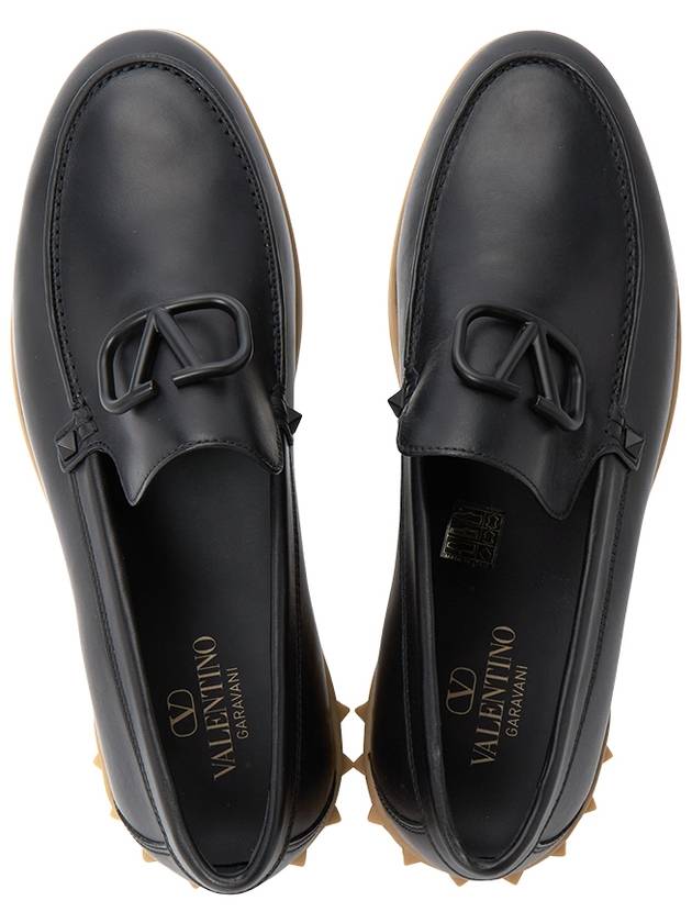 V Logo Leather Loafers Black - VALENTINO - BALAAN 3