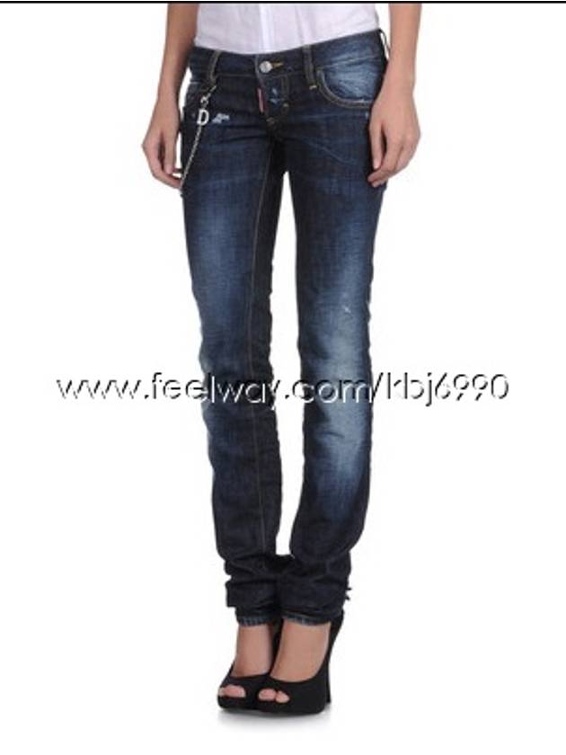 Women's Dring chain dark blue slim jeans 75LA0277 - DSQUARED2 - BALAAN 4