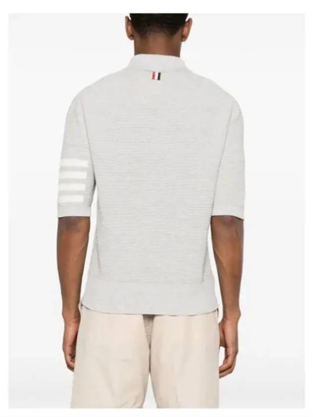 Cotton 4-Bar Relaxed Fit Polo Shirt Grey - THOM BROWNE - BALAAN 4