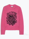 Pink Flower Graphic O-Neck Knit Top Pink - GANNI - BALAAN 2