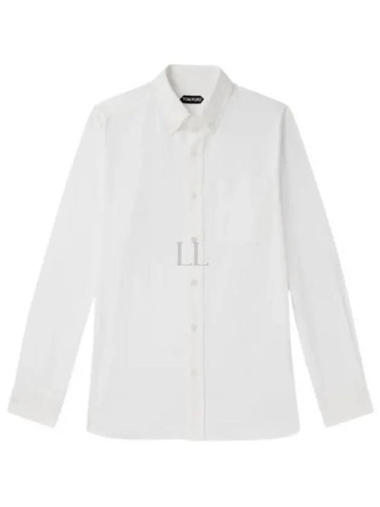 Washed Stretch Oxford Long Sleeve Shirt White - TOM FORD - BALAAN 2