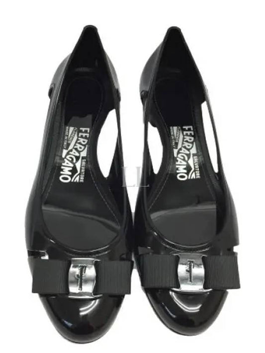 118065 Ferragamo Vara Bow Women s Jelly Shoes 3CM NERO 0726363 - SALVATORE FERRAGAMO - BALAAN 1