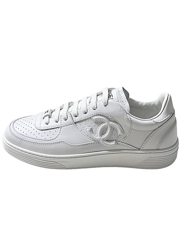 CC Logo Calfskin Low Top Sneakers White - CHANEL - BALAAN 5