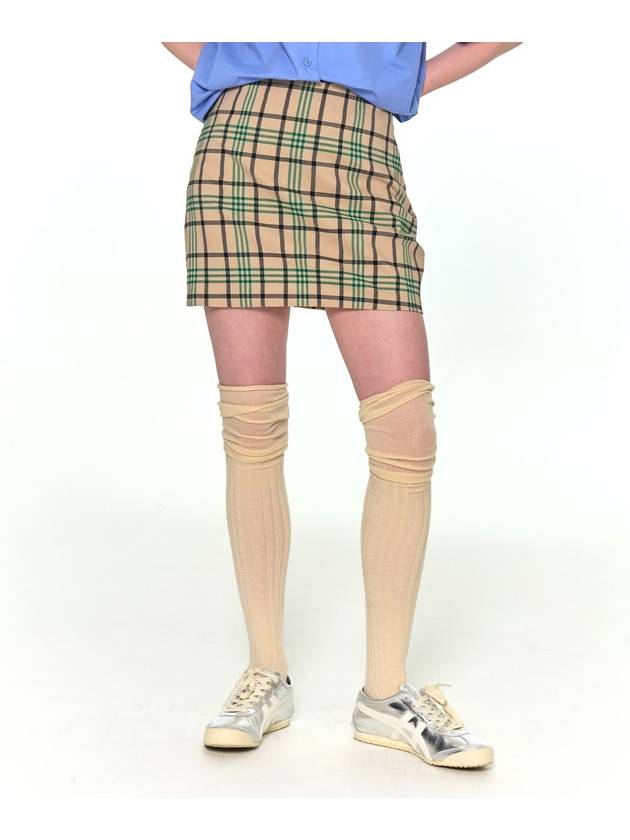 ORIGINAL MINI CHECK SKIRT BEIGE - ZIZEMUSEUM - BALAAN 1