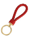 Intrecciato Leather Key Holder Red - BOTTEGA VENETA - BALAAN.