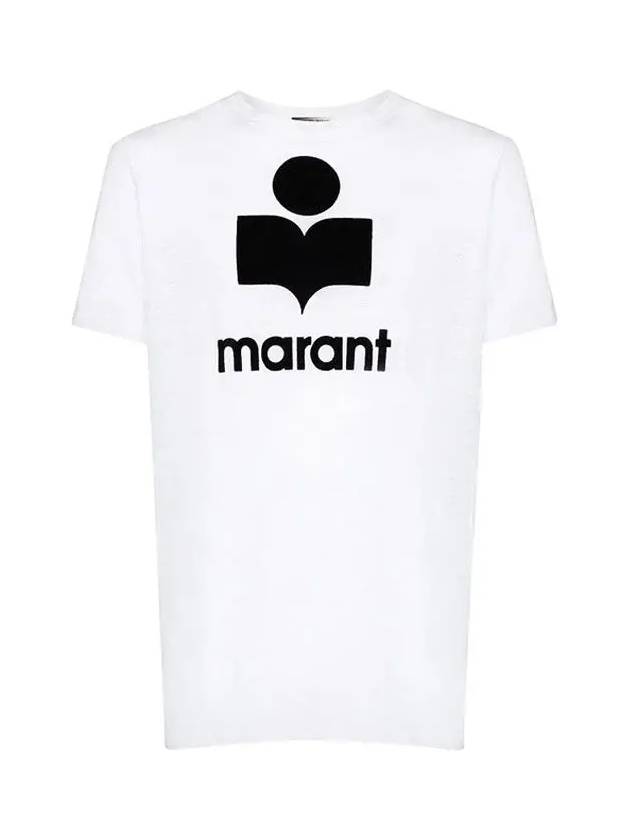 Karman Logo Print Linen Short Sleeve T-Shirt White - ISABEL MARANT - BALAAN 3