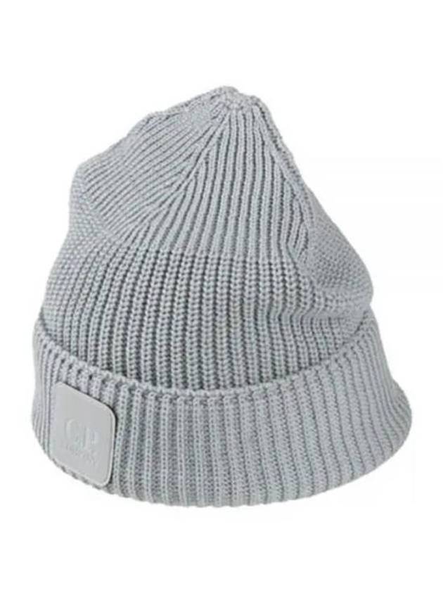 Logo Patch Cotton Ribbed Beanie Grey - CP COMPANY - BALAAN 2