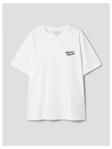 Men s lettering embroidery comfort t shirt white black domestic product - MAISON KITSUNE - BALAAN 1