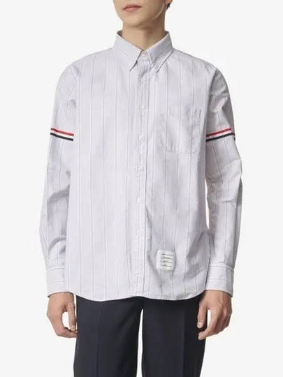 Oxford Armband Stripe Long Sleeve Shirt Grey - THOM BROWNE - BALAAN 2