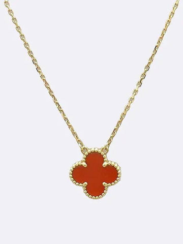 Van Cleef Arpels VCARD38500 18K Yellow Gold Alhambra Carnelian Vintage Pendant Necklace - VANCLEEFARPELS - BALAAN 1