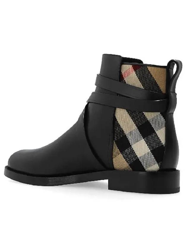 House Checked Leather Chelsea Boots Black - BURBERRY - BALAAN 4