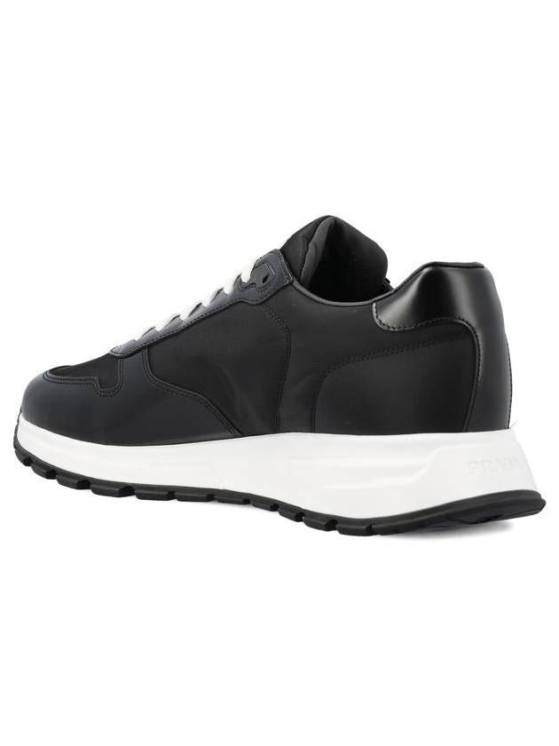 Prax 01 Re-Nylon Brushed Leather Low-Top Sneakers Black - PRADA - BALAAN 4