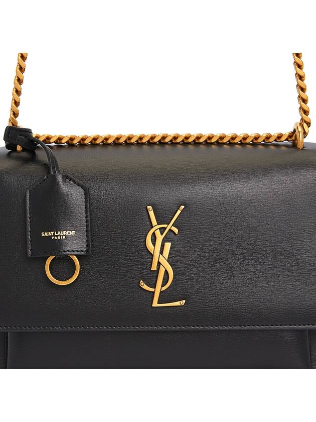 Monogram Sunset Medium Smooth Leather Cross Bag Black - SAINT LAURENT - BALAAN 9