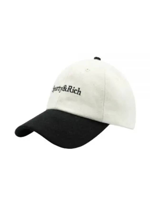 Serif Logo Wool Ball Cap Off White Black - SPORTY & RICH - BALAAN 2