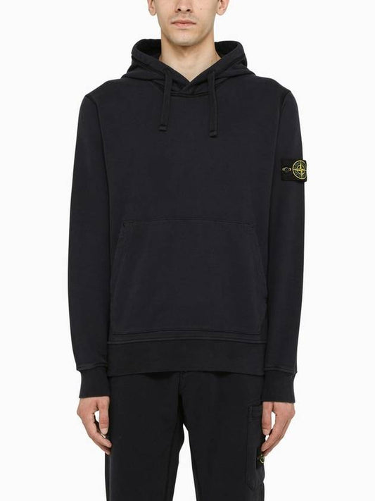 Wappen Patch Cotton Fleece Hoodie Navy - STONE ISLAND - BALAAN 2