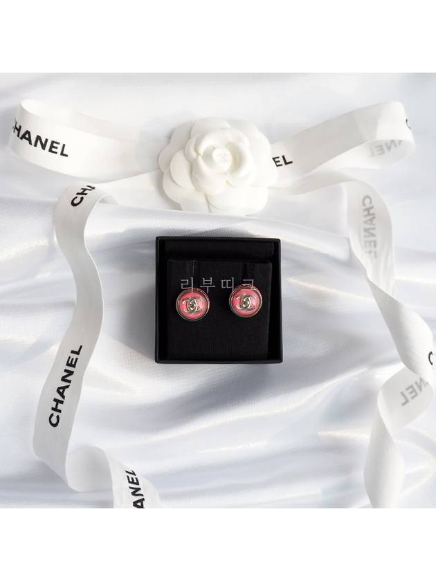 CC logo round earrings pink gold ABA005 - CHANEL - BALAAN 1