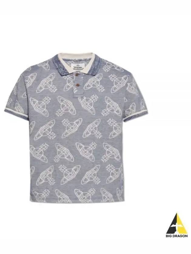 Classic All Over Logo Short Sleeve Cotton Polo Shirt Blue - VIVIENNE WESTWOOD - BALAAN 2