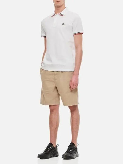 Logo Patch Three-Line Collar Short Sleeve Polo Shirt White - MONCLER - BALAAN 2