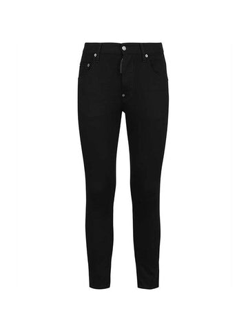 Skater Fit Leather Tab Jeans Black - DSQUARED2 - BALAAN 1