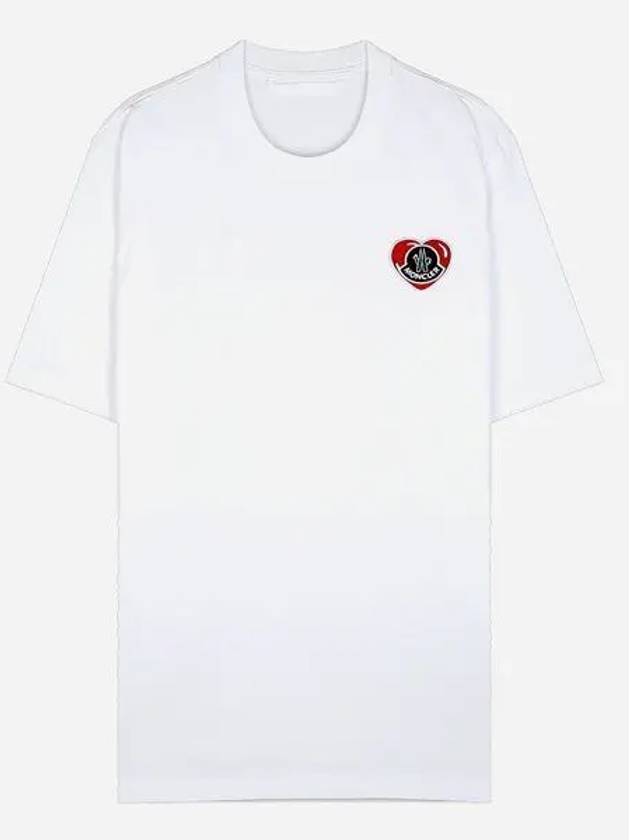 24SS 8C00021 8390T 00A Men's Heart Logo Short Sleeve T-Shirt White 988142 - MONCLER - BALAAN 1